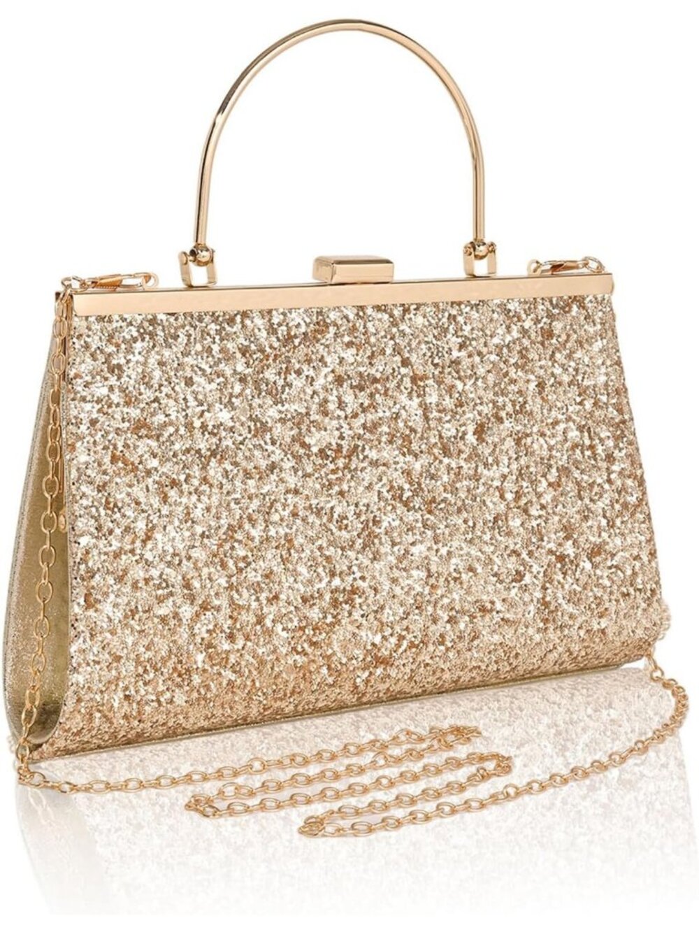 Women Sequin Gold F Glitter Pleated Clutch Purse For Sparkly Evening Wedding Bag